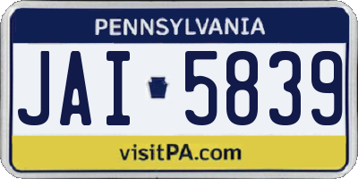 PA license plate JAI5839