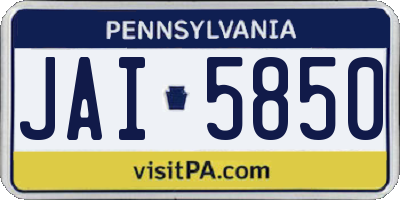 PA license plate JAI5850