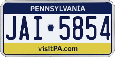 PA license plate JAI5854