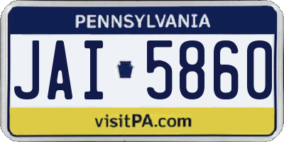 PA license plate JAI5860