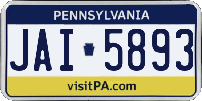 PA license plate JAI5893