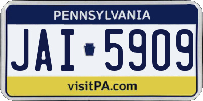 PA license plate JAI5909