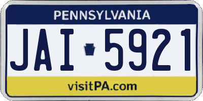 PA license plate JAI5921