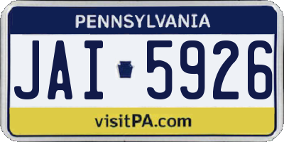 PA license plate JAI5926