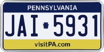 PA license plate JAI5931