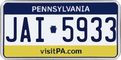 PA license plate JAI5933