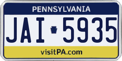 PA license plate JAI5935