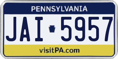 PA license plate JAI5957