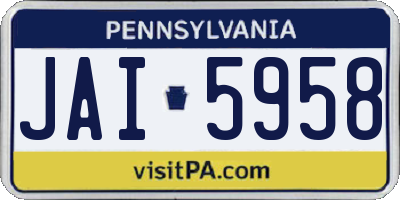 PA license plate JAI5958