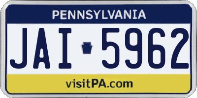 PA license plate JAI5962