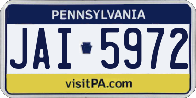 PA license plate JAI5972