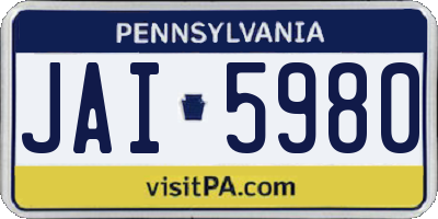 PA license plate JAI5980