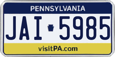 PA license plate JAI5985