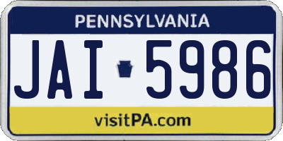 PA license plate JAI5986