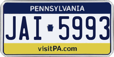 PA license plate JAI5993