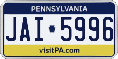 PA license plate JAI5996