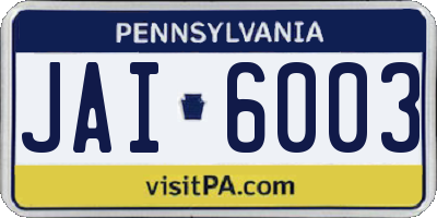 PA license plate JAI6003