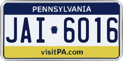 PA license plate JAI6016