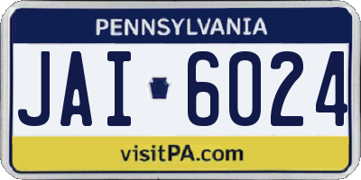 PA license plate JAI6024