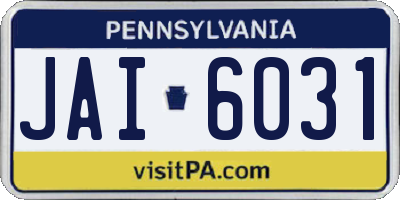 PA license plate JAI6031