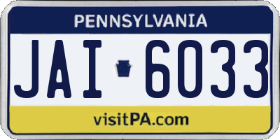 PA license plate JAI6033