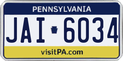 PA license plate JAI6034