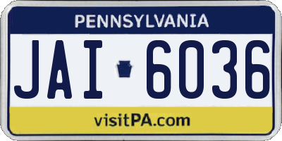 PA license plate JAI6036
