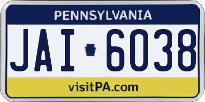 PA license plate JAI6038