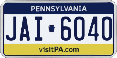 PA license plate JAI6040