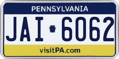 PA license plate JAI6062