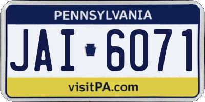 PA license plate JAI6071