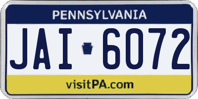 PA license plate JAI6072