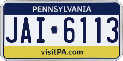 PA license plate JAI6113