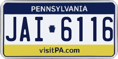 PA license plate JAI6116