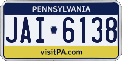 PA license plate JAI6138