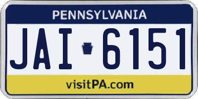 PA license plate JAI6151
