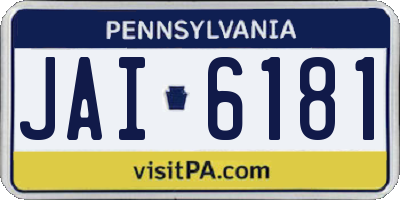 PA license plate JAI6181