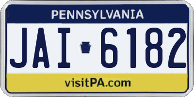 PA license plate JAI6182