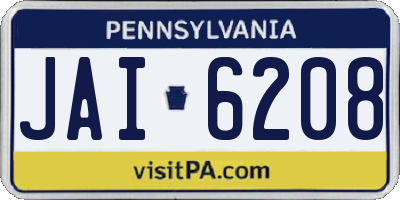 PA license plate JAI6208