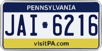 PA license plate JAI6216
