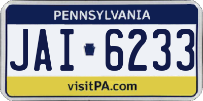 PA license plate JAI6233