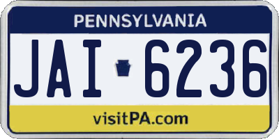 PA license plate JAI6236