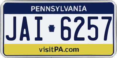 PA license plate JAI6257