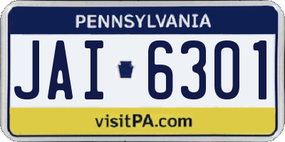 PA license plate JAI6301
