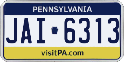 PA license plate JAI6313