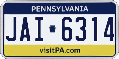 PA license plate JAI6314