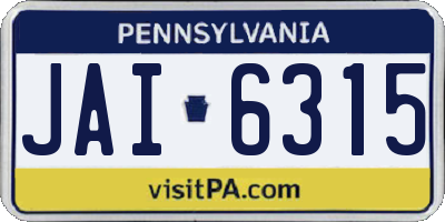 PA license plate JAI6315