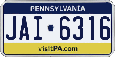 PA license plate JAI6316