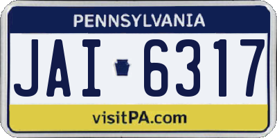 PA license plate JAI6317