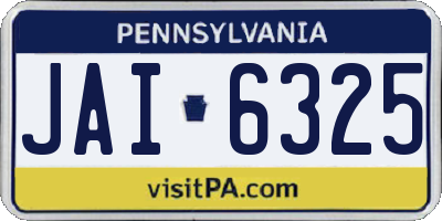 PA license plate JAI6325